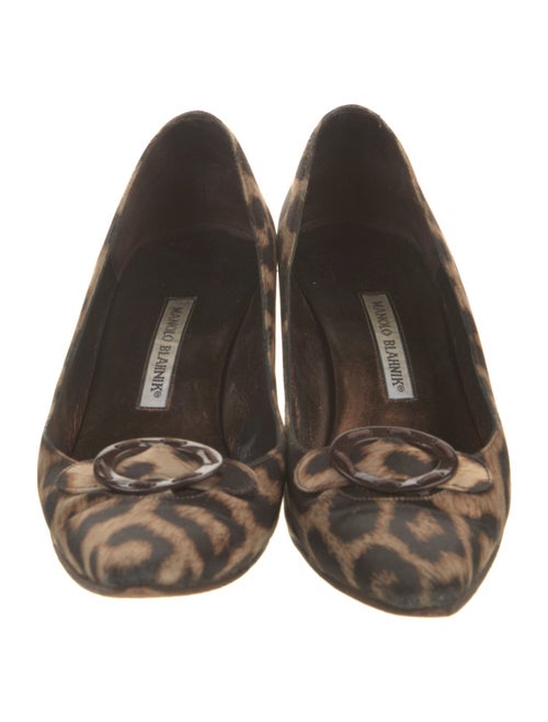 Manolo Blahnik Satin Animal Print Pumps