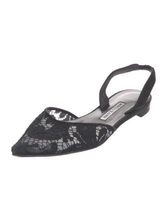 Manolo Blahnik Lace Lace Pattern Slingback Flats