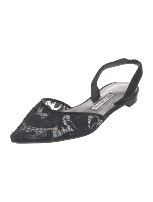 Manolo Blahnik Lace Lace Pattern Slingback Flats