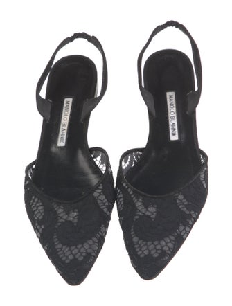 Manolo Blahnik Lace Lace Pattern Slingback Flats
