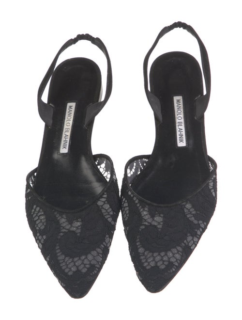 Manolo Blahnik Lace Lace Pattern Slingback Flats