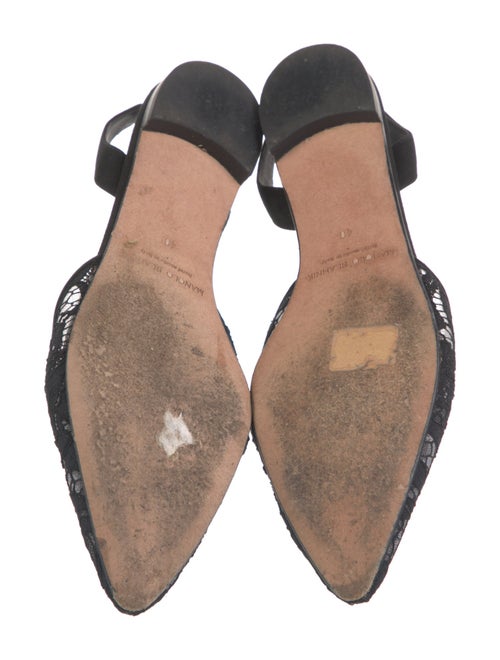 Manolo Blahnik Lace Lace Pattern Slingback Flats