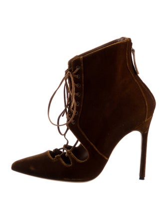 Manolo Blahnik Suede Lace-Up Boots