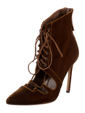 Manolo Blahnik Suede Lace-Up Boots