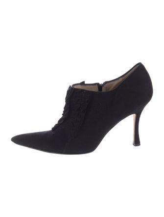 Manolo Blahnik Suede Lace-Up Boots