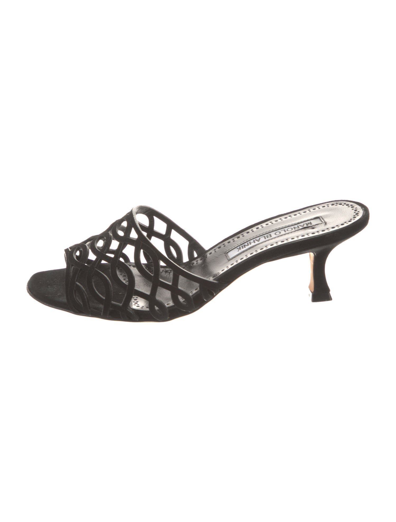 Manolo Blahnik Suede Cutout Accent Slides