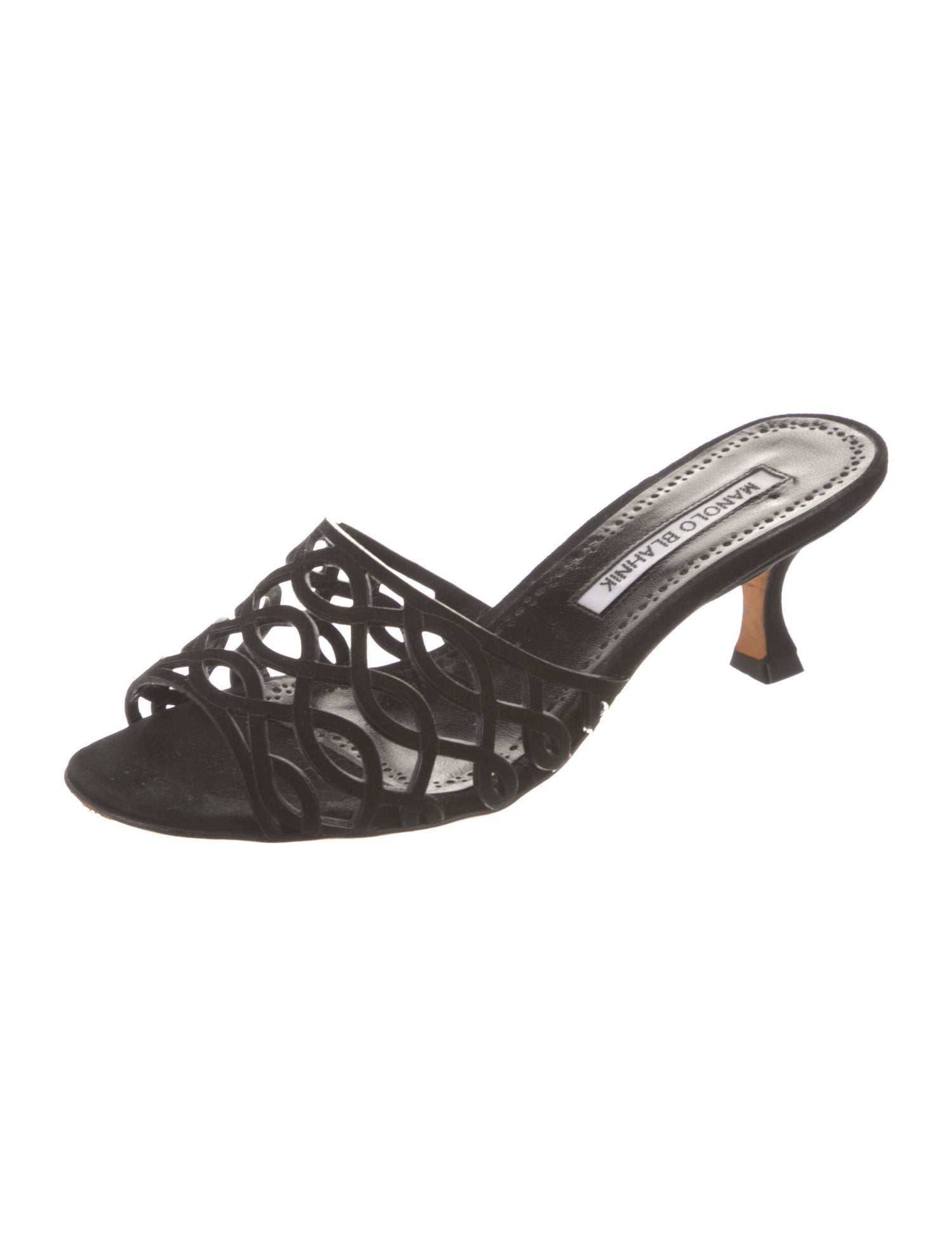 Manolo Blahnik Suede Cutout Accent Slides