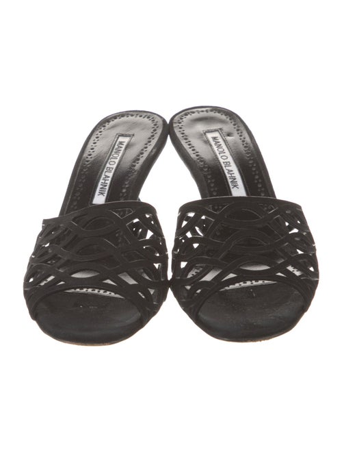 Manolo Blahnik Suede Cutout Accent Slides