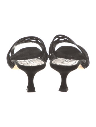 Manolo Blahnik Suede Cutout Accent Slides