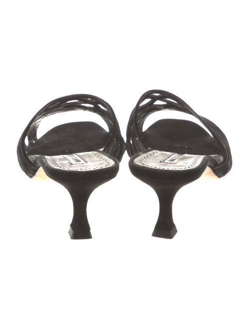 Manolo Blahnik Suede Cutout Accent Slides