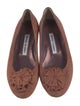 Manolo Blahnik Suede Ruffle Embellishment Flats