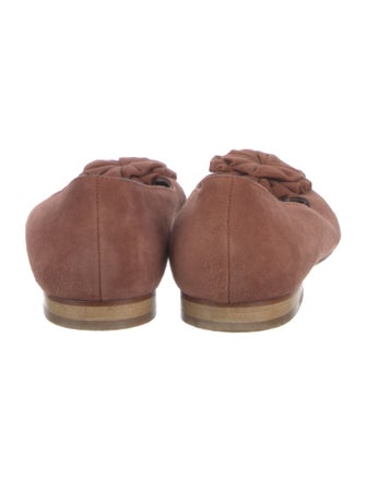 Manolo Blahnik Suede Ruffle Embellishment Flats