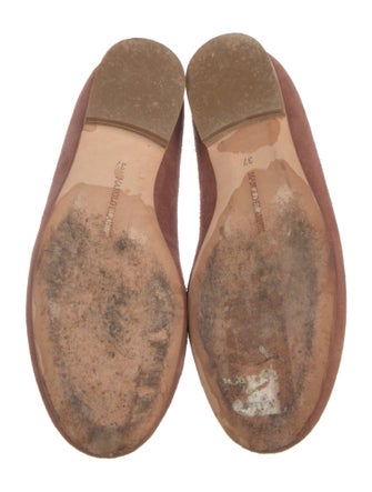 Manolo Blahnik Suede Ruffle Embellishment Flats