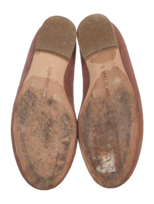 Manolo Blahnik Suede Ruffle Embellishment Flats