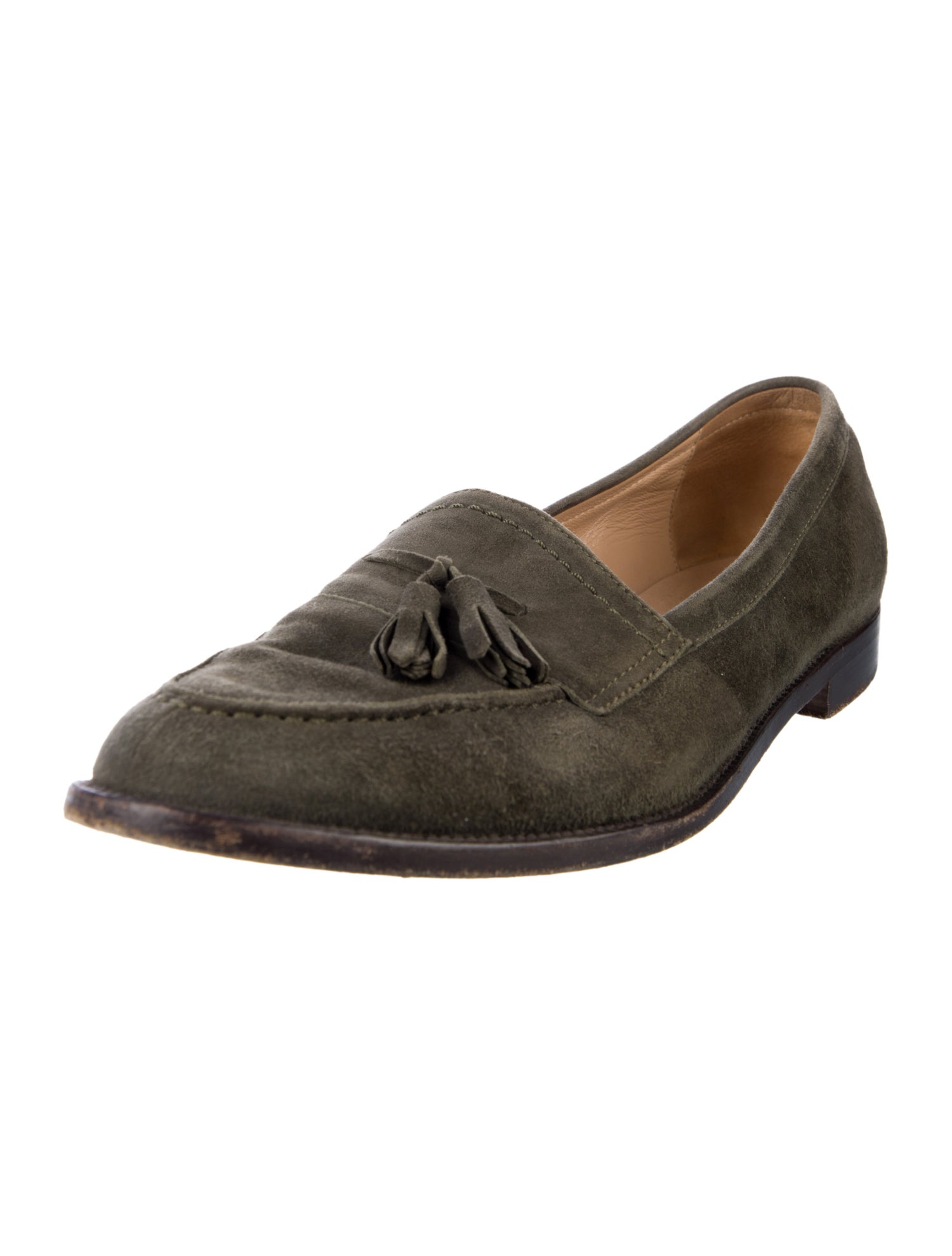 Manolo Blahnik Suede Tassel Accents Loafers