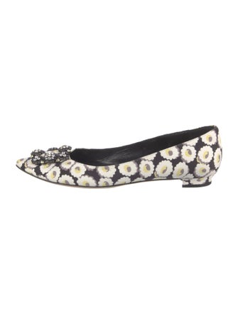 Manolo Blahnik Canvas Floral Print Flats