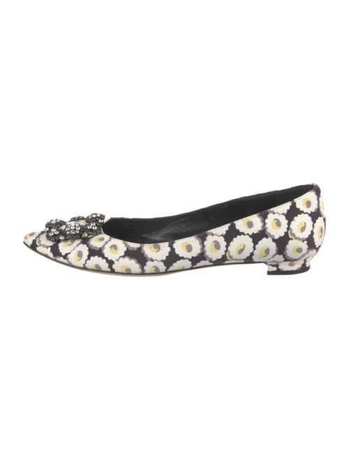 Manolo Blahnik Canvas Floral Print Flats
