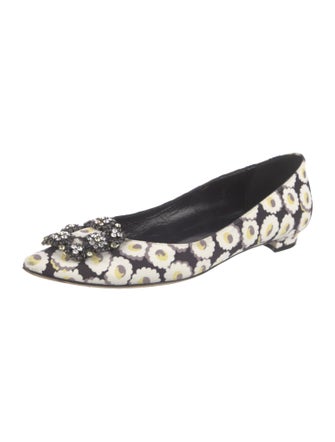 Manolo Blahnik Canvas Floral Print Flats