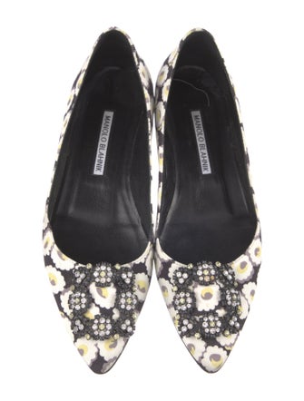 Manolo Blahnik Canvas Floral Print Flats