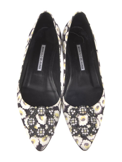 Manolo Blahnik Canvas Floral Print Flats
