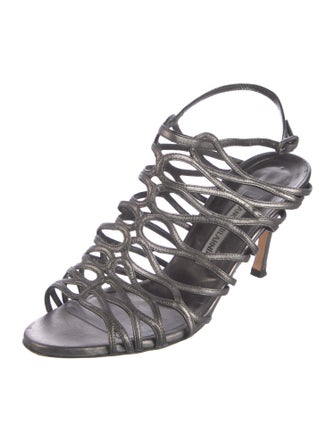 Manolo Blahnik Leather Cutout Accent Gladiator Sandals