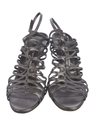 Manolo Blahnik Leather Cutout Accent Gladiator Sandals