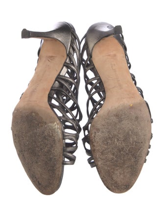 Manolo Blahnik Leather Cutout Accent Gladiator Sandals