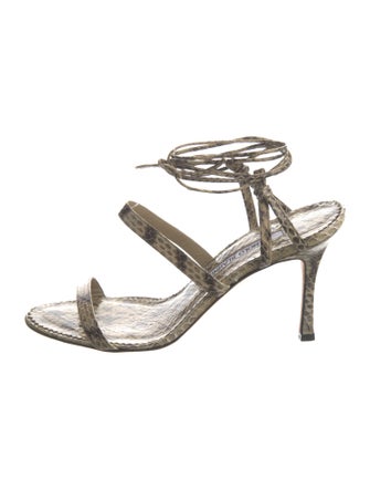 Manolo Blahnik Snakeskin Animal Print Sandals