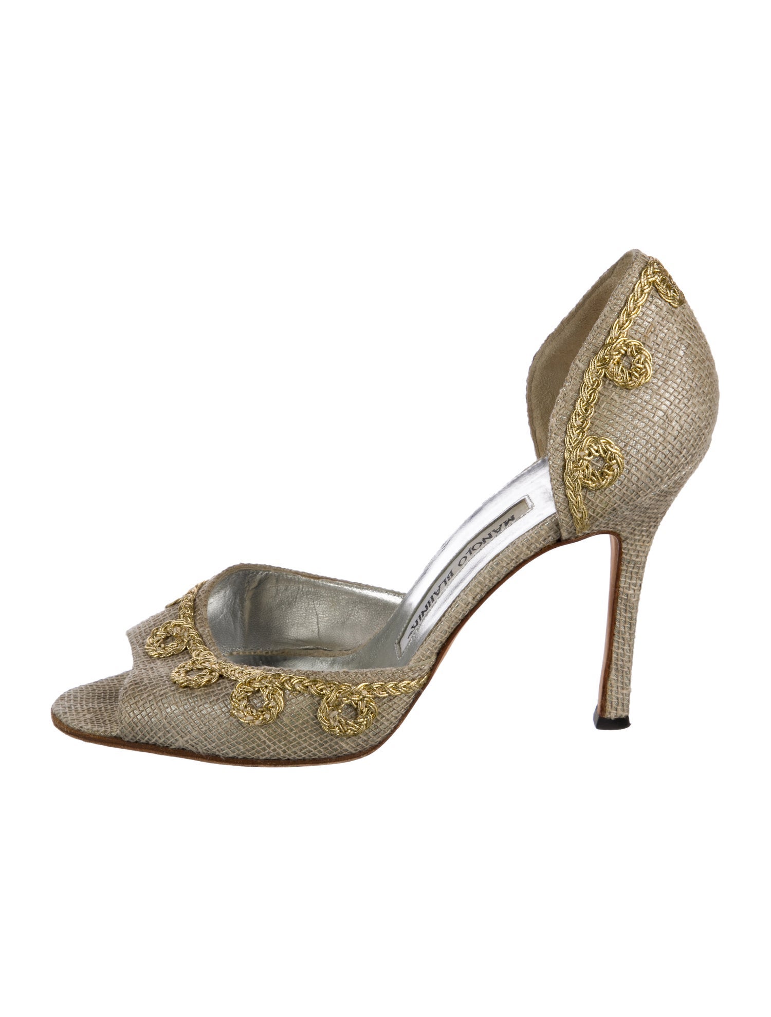Manolo Blahnik Embroidered Accent D'Orsay Pumps