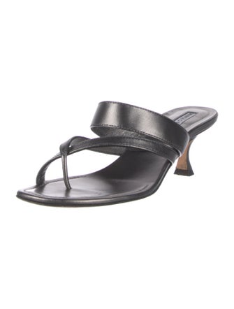 Manolo Blahnik Leather Cutout Accent Slides