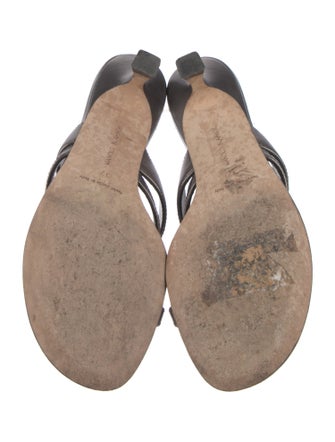 Manolo Blahnik Leather Cutout Accent Slides