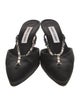Manolo Blahnik Satin Beaded Accents Mules