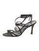 Manolo Blahnik Satin Crystal Embellishments Slingback Sandals