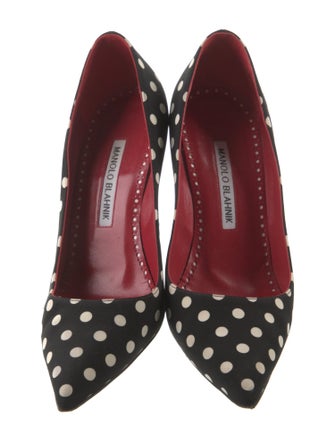 Manolo Blahnik Canvas Polka Dot Print Pumps