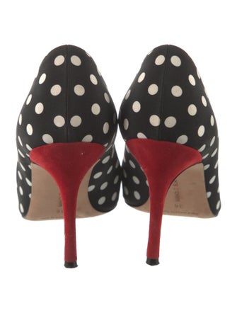 Manolo Blahnik Canvas Polka Dot Print Pumps