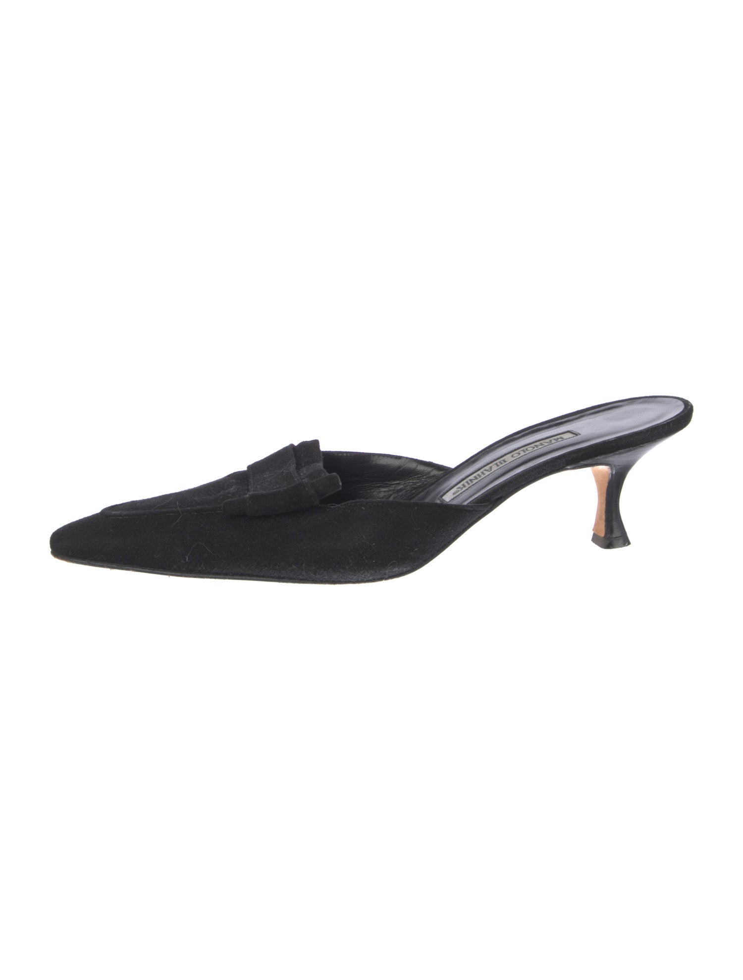 Manolo Blahnik Suede Bow Accents Mules