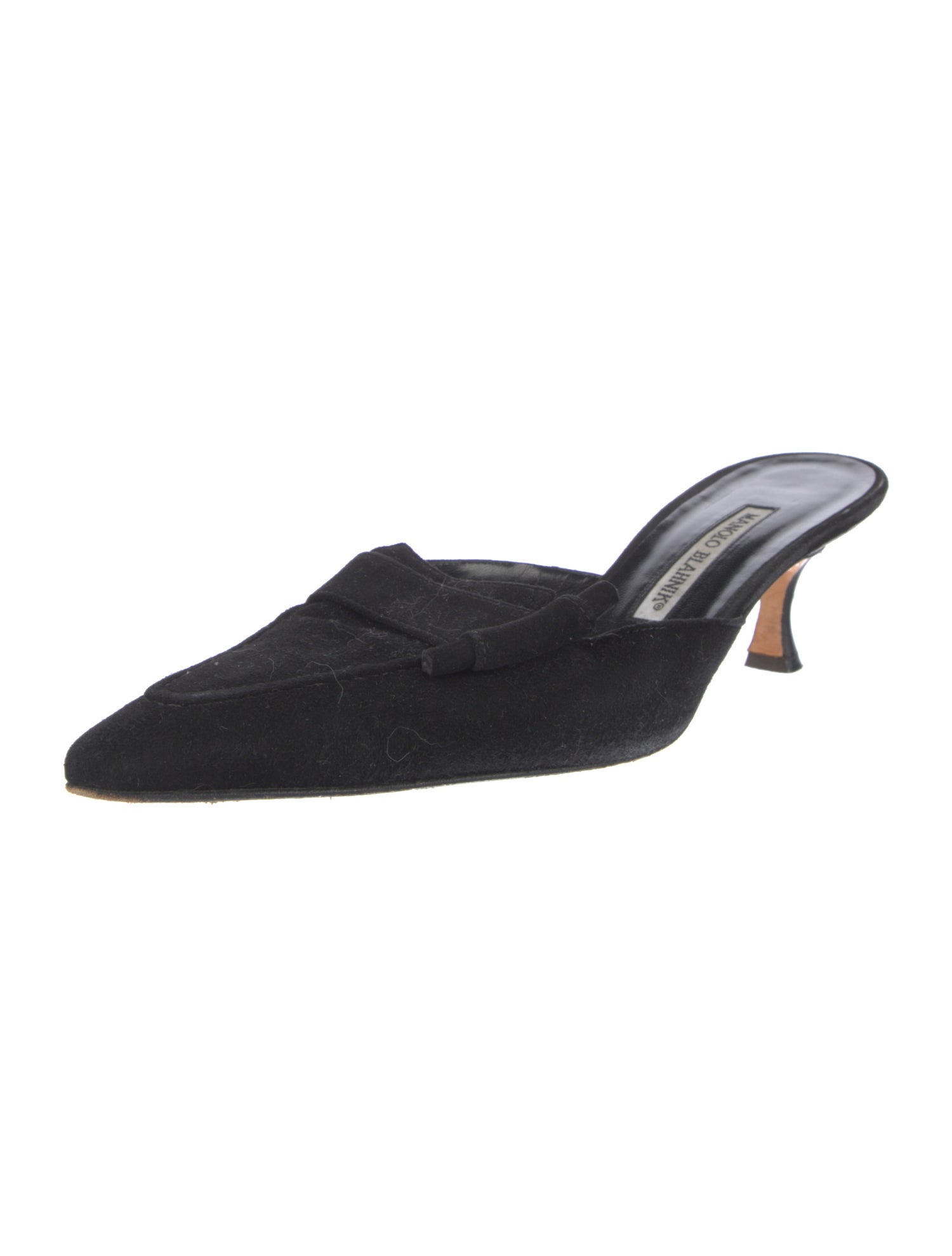 Manolo Blahnik Suede Bow Accents Mules
