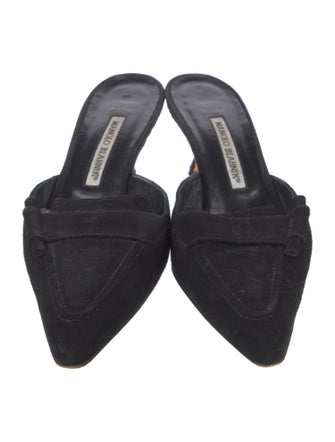 Manolo Blahnik Suede Bow Accents Mules