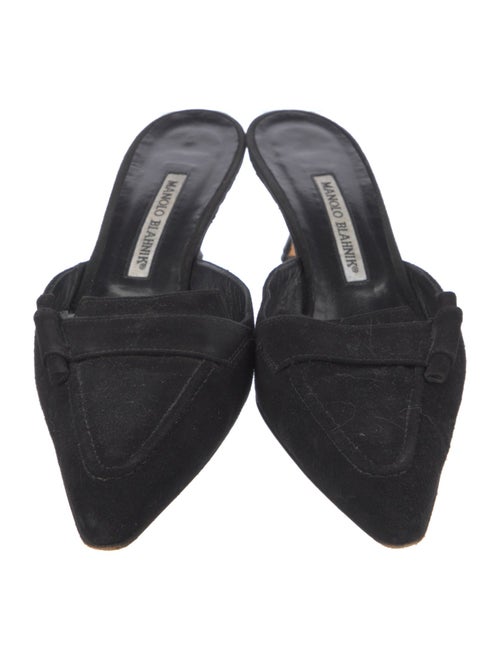 Manolo Blahnik Suede Bow Accents Mules