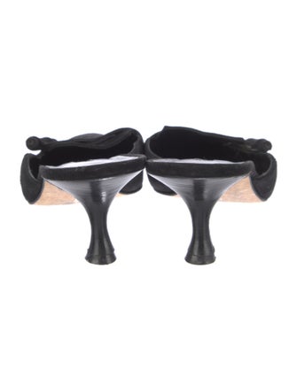 Manolo Blahnik Suede Bow Accents Mules