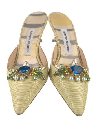 Manolo Blahnik Crystal Embellishments Mules