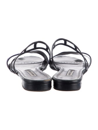 Manolo Blahnik Leather Cutout Accent Slides