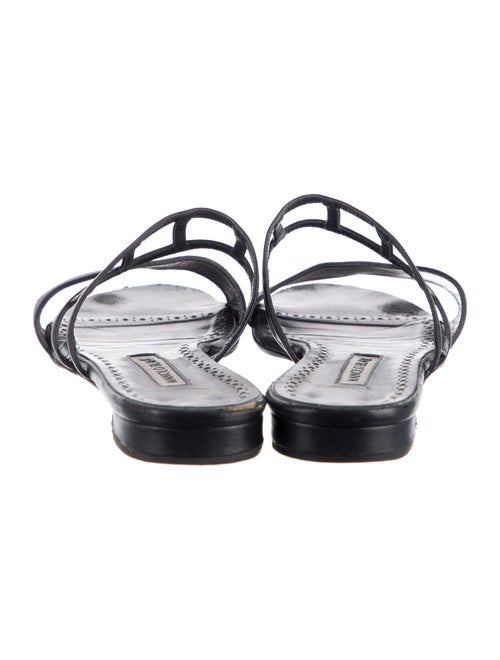 Manolo Blahnik Leather Cutout Accent Slides