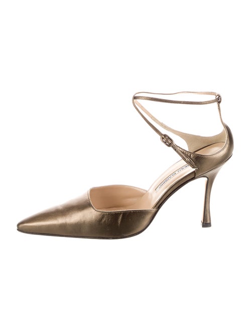 Manolo Blahnik Leather Crystal Embellishments D'Orsay Pumps