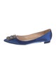 Manolo Blahnik Satin Crystal Embellishments Ballet Flats