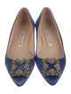 Manolo Blahnik Satin Crystal Embellishments Ballet Flats