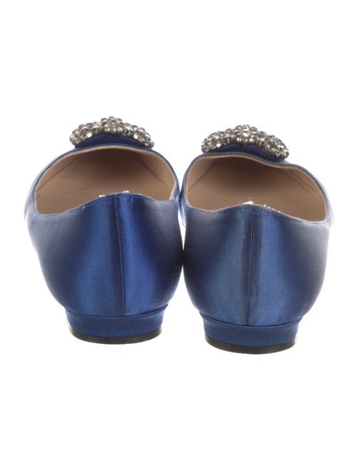Manolo Blahnik Satin Crystal Embellishments Ballet Flats