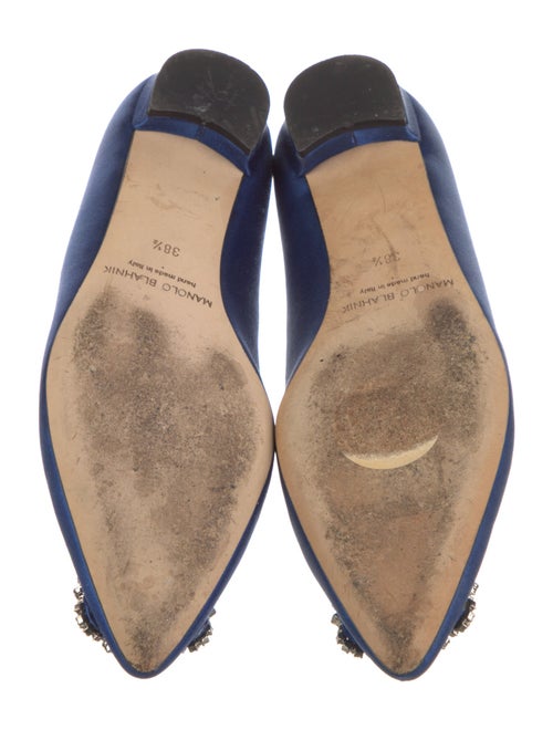 Manolo Blahnik Satin Crystal Embellishments Ballet Flats