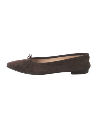 Manolo Blahnik Suede Bow Accents Ballet Flats
