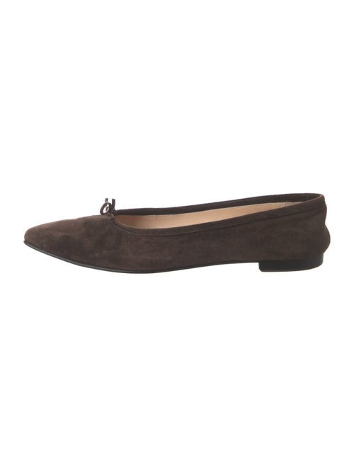 Manolo Blahnik Suede Bow Accents Ballet Flats
